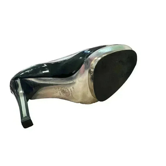 - Versace Platform Leather Pumps in Black and Silver, Size 37 1/2, Pre-Ow… - Picture 7 of 12